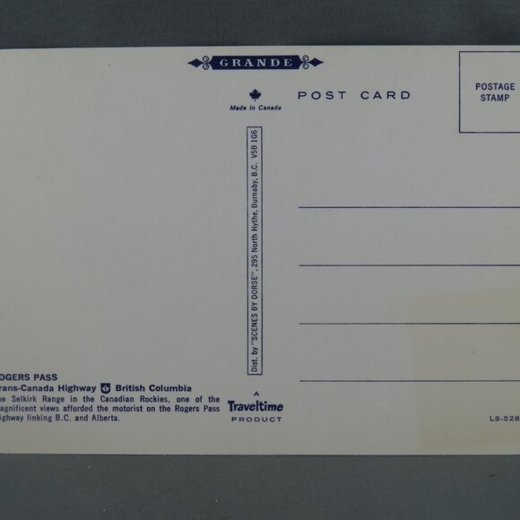 Vintage Postcard - Rogers Pass Canada - Traveltime Trans Canada Collection - Picture 2 of 4